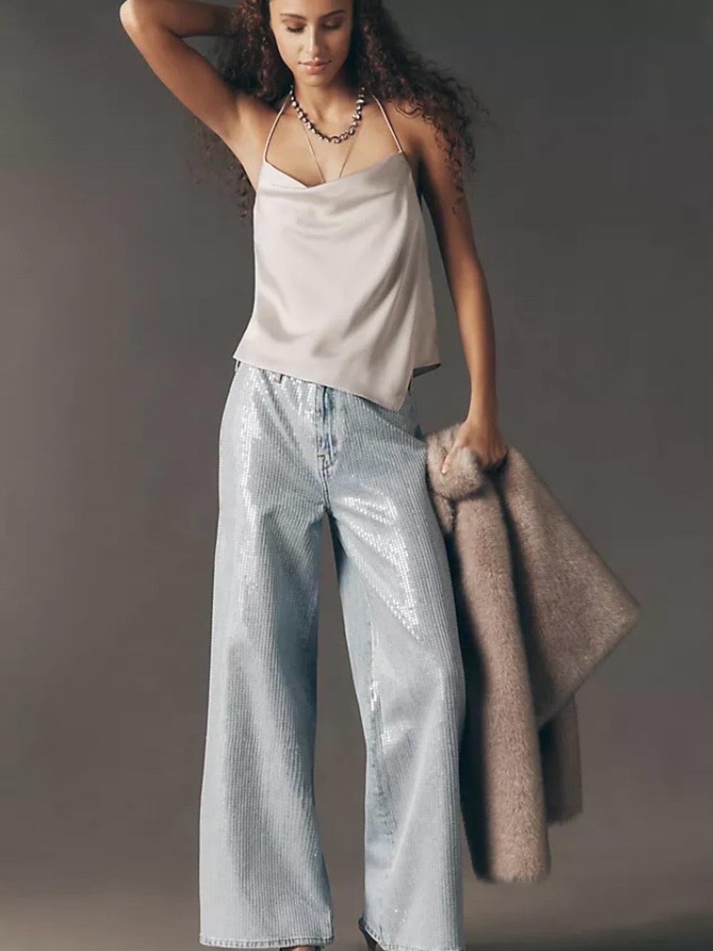 NWT!  Anthropologie Pilcro High-Rise Wide-Leg Skater Jeans Sequin‎ ~ 31
